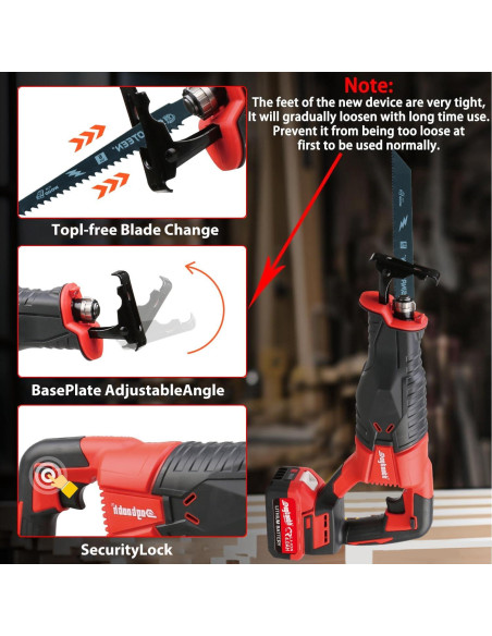 Sierra Recíproca Inalámbrica Dogtooth 21V con 2 Baterías 4.0Ah