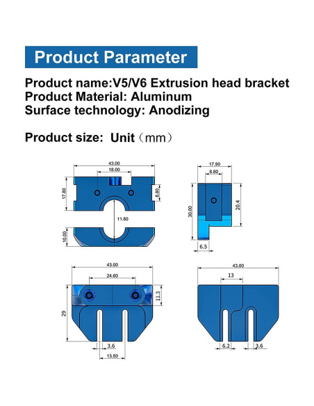 Kit Hotend E3D V6 Aluminio 1.75mm con Bloque y Disipador