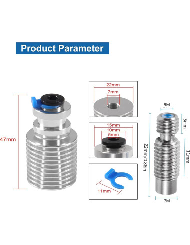 Kit Hotend E3D V6 Aluminio 1.75mm con Bloque y Disipador