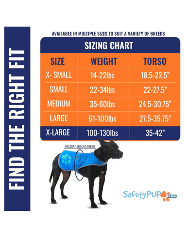 Chaleco Reflectante SafetyPUP XD Azul XL para Perros Grandes