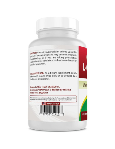 L-Citrulina 2000mg Mejores Naturales - 120 Tabletas Sin Gluten