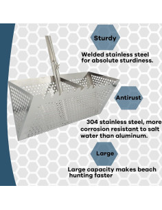 Rastrillo de Playa MEEGOON 38.1 cm Acero Inoxidable Plegable 2