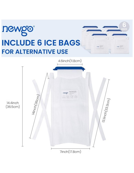 Bolsas de Hielo Recargables NEWGO - Paquete de 6 Grande 17.8x11.7cm