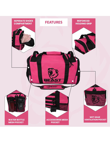 Bolsa de Deporte Beast Power Gear - Duffle Rosa/Negro 1.08kg
