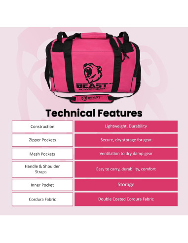 Bolsa de Deporte Beast Power Gear - Duffle Rosa/Negro 1.08kg
