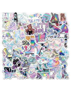 50 Calcomanías Holográficas Chica Patinadora TNCDJKPA