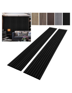 Paneles Acústicos de Madera YLL 3D 240.5x32.5 cm Roble Negro