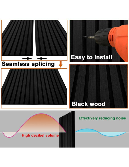 Paneles Acústicos de Madera YLL 3D 240.5x32.5 cm Roble Negro