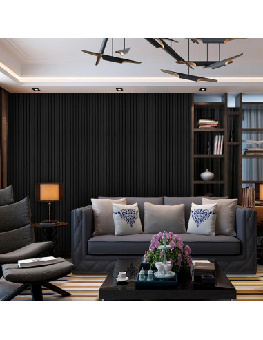 Paneles Acústicos de Madera YLL 3D 240.5x32.5 cm Roble Negro