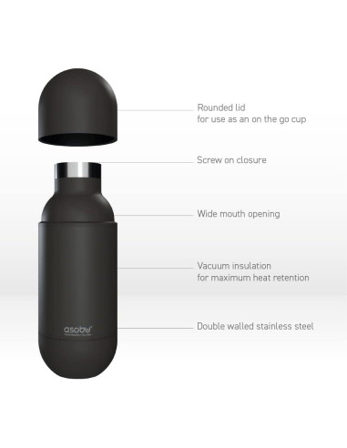 Botella de Agua Aislada Asobu Orb 420 ml Roja - Tapa Taza