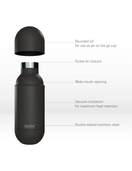 Botella de Agua Aislada Asobu Orb 420 ml Roja - Tapa Taza