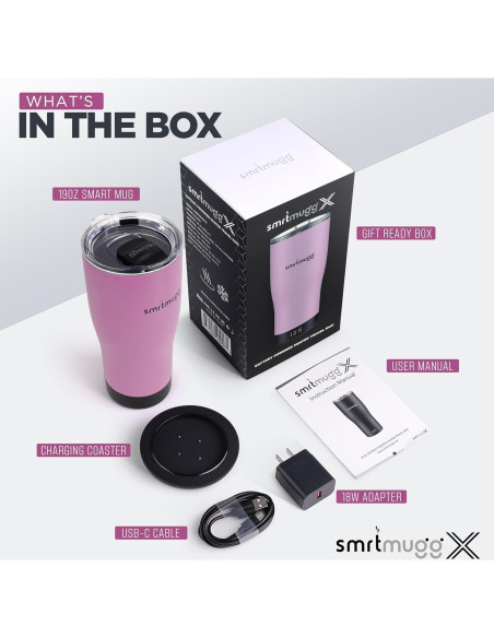 Taza Auto-Calentada SmrtMugg X 0.56 L Pantalla LCD Negra