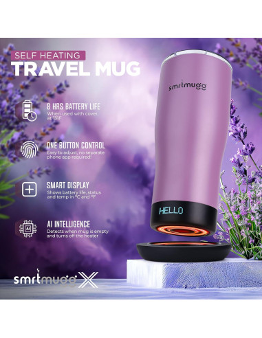 Taza Auto-Calentada SmrtMugg X 0.56 L Pantalla LCD Negra