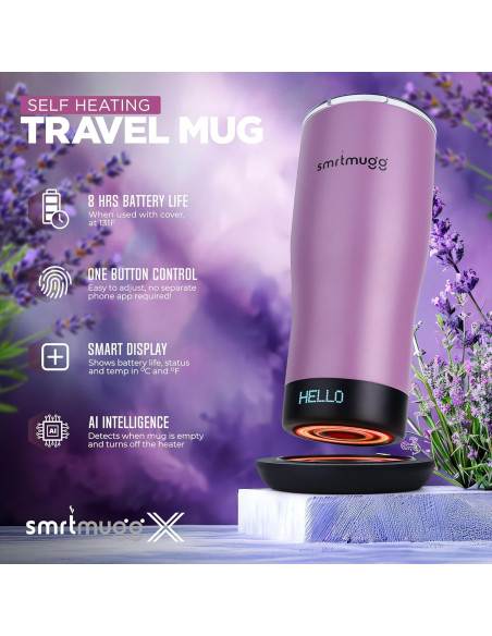 Taza Auto-Calentada SmrtMugg X 0.56 L Pantalla LCD Negra