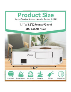 12 Rollos Etiquetas Troqueladas Labelife DK-1201 29x90mm 2
