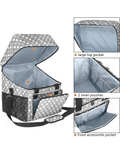 Funda para Serger LUXJA Puntos Grises con Bolsillos 33x30.5x34.3cm 2