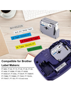 Cinta de Etiqueta 12mm BOYEEZON 6-Pack Compatible Brother 2