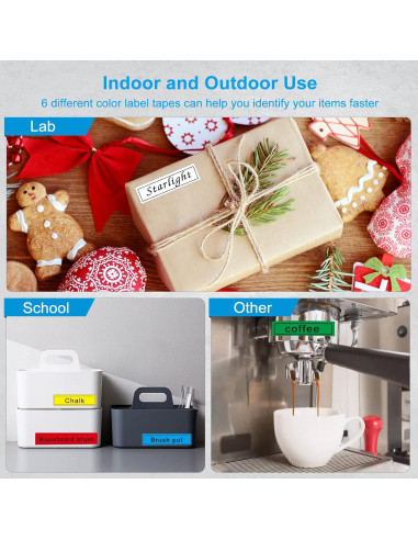 Cinta de Etiqueta 12mm BOYEEZON 6-Pack Compatible Brother