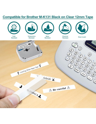 Cinta de Etiqueta 12mm BOYEEZON 6-Pack Compatible Brother