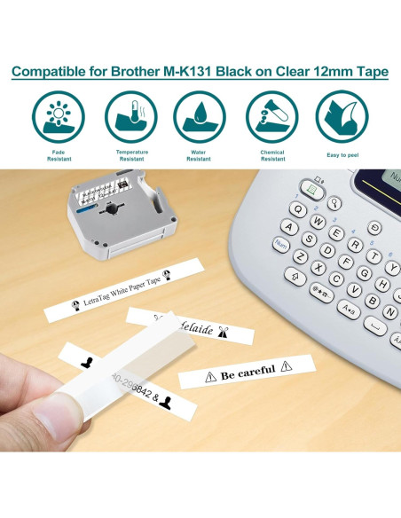 Cinta de Etiqueta 12mm BOYEEZON 6-Pack Compatible Brother