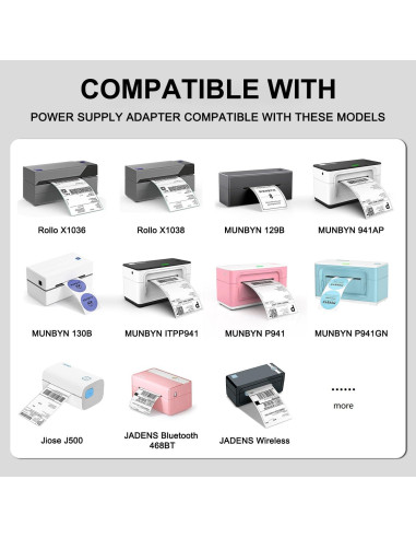 Adaptador de CA 24V 65W MUNBYN ITPP941 ITPP129 BEEPRT