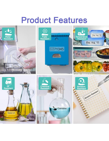 Cinta de Etiqueta NineLeaf 12mm MK231 MK131 2 Pack Negro Blanco