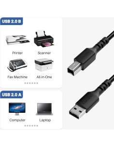 Cable de Impresora USB 2.0 Conable 1.22m Paquete de 3 2