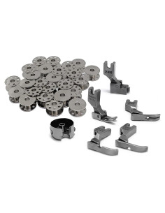 Kit 31 Piezas Bobinas y Pies de Prensatelas para Coser Singer, Juki, Consew