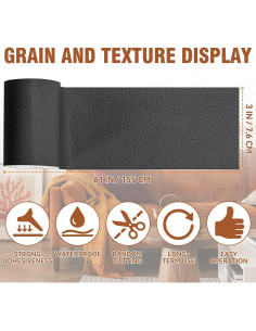 Cinta de Reparación de Cuero Vigorder 7.62x154.94cm Negro 2