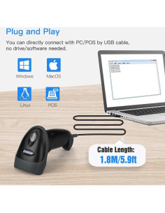 Escáner de Código de Barras 2D Eyoyo EY-039 Bluetooth Portátil 2
