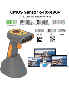 Escáner de Código de Barras 2D VOTTAN Inalámbrico 5000mAh 2