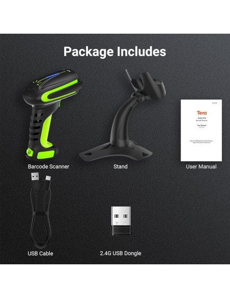 Escáner de Código de Barras Inalámbrico Tera 8100 Pro 2500mAh