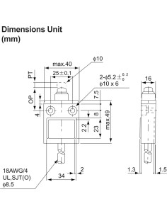 Interruptor de Límite Baomain BM-3111 SPDT IP67 1NO+1NC 2