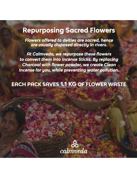 Incienso Calmveda Sin Carbón - 80 Varillas de Flores Recicladas