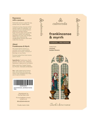 Incienso Calmveda Sin Carbón - 80 Varillas de Flores Recicladas