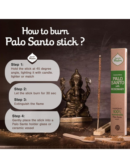 Varitas de Incienso Palo Santo Sagrada Madre 8pcs 23cm Ecológicas