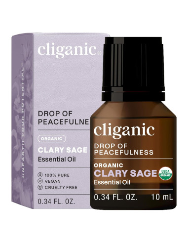 Aceite Esencial de Salvia Clary Cliganic 9.86 ml Orgánico Puro