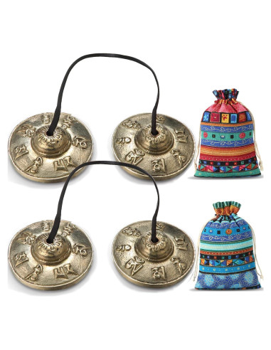 Tingsha Tibetanos Foilswirl 6.5 cm con 2 Bolsas Étnicas