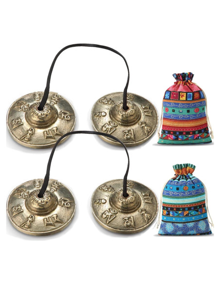 Tingsha Tibetanos Foilswirl 6.5 cm con 2 Bolsas Étnicas