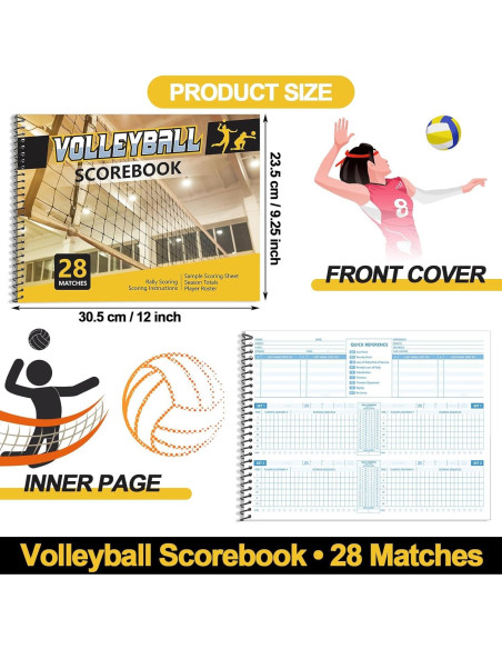 Libro de Puntuación de Voleibol Fullhawl 2 Pcs 28 Partidos