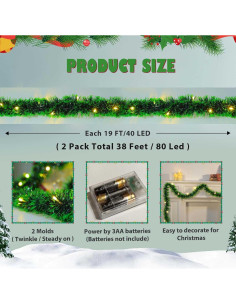 Guirnaldas de Navidad UZKEW con 80 Luces LED - 11.58 Metros 2