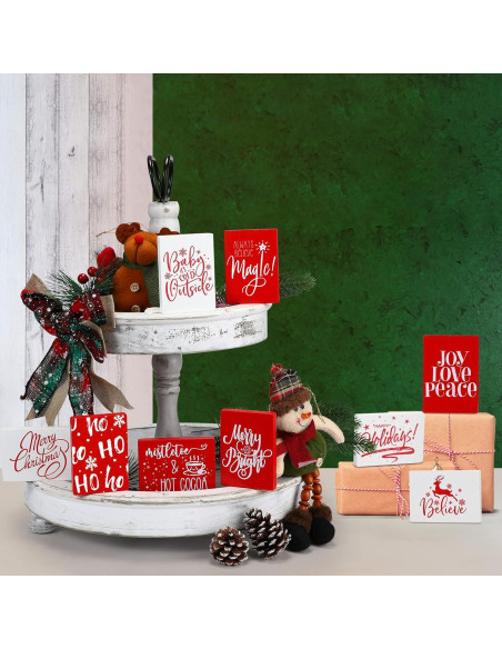 Paquete de 9 Carteles de Madera Navideños Roowest 8.9x6.35cm