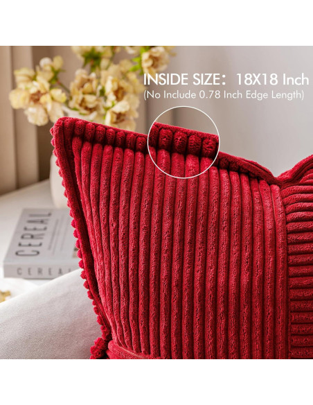 Funda de Cojín Decorativa MIULEE 45x45 cm Juego de 2 Rojo