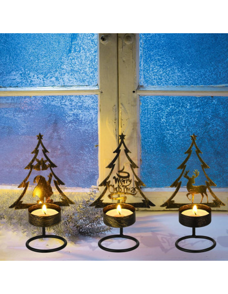 Soporte para Velas Tealight Sieral 9 Pcs Metal Bronce 14 cm