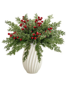26 Ramas de Pino Artificial ComfyKit con Bayas Rojas 26.67 cm