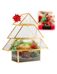 Centro de Mesa de Vidrio D'Eco en Forma de Árbol de Navidad 20 cm