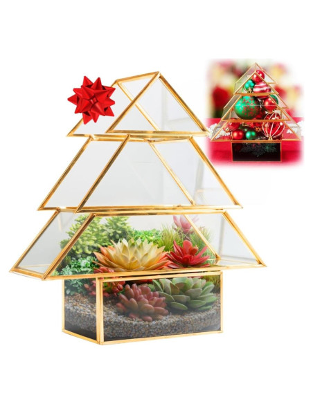 Centro de Mesa de Vidrio D'Eco en Forma de Árbol de Navidad 20 cm