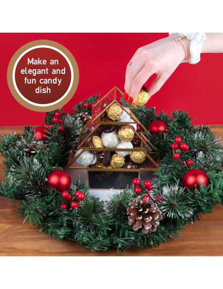 Centro de Mesa de Vidrio D'Eco en Forma de Árbol de Navidad 20 cm