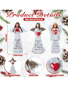 Juego de 3 Figuras de Ángeles de Madera DoubleFill 16x8.5cm 2