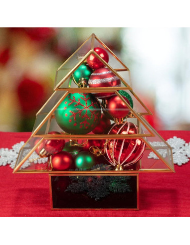 Centro de Mesa de Vidrio D'Eco en Forma de Árbol de Navidad 20 cm